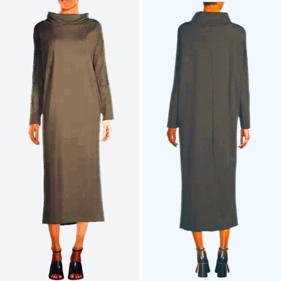 Bryn Walker Ilse Ponti Soft Knit Drape Mock Neck Long Dolman Sleeve Dress Medium - Picture 1 of 10